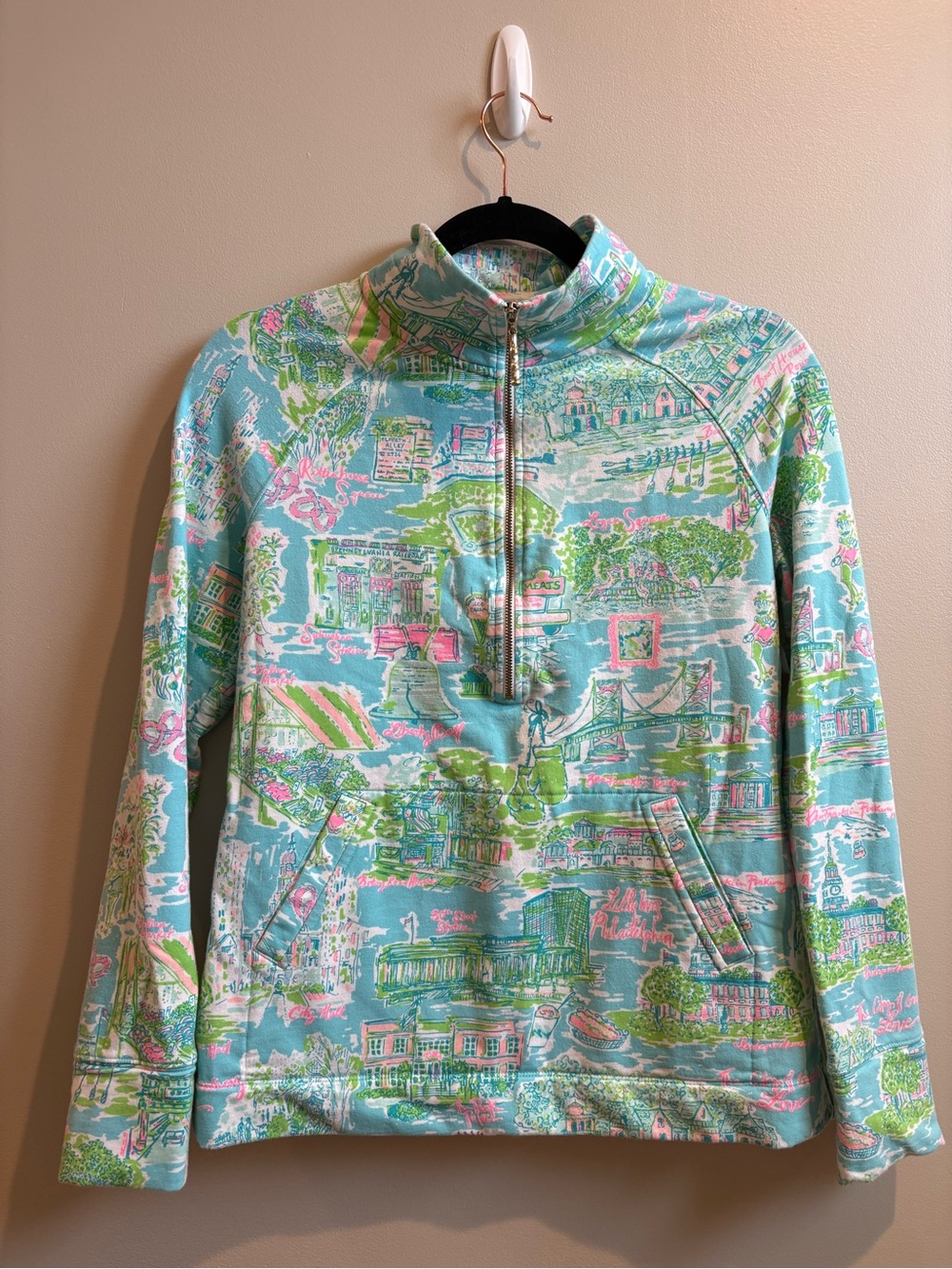 Lilly Pulitzer PHILADELPHIA Half-Zip Pink & Green Accents